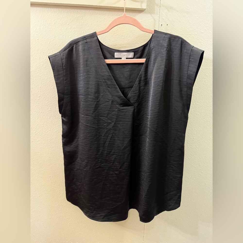 LOFT Black V-Neck Blouse